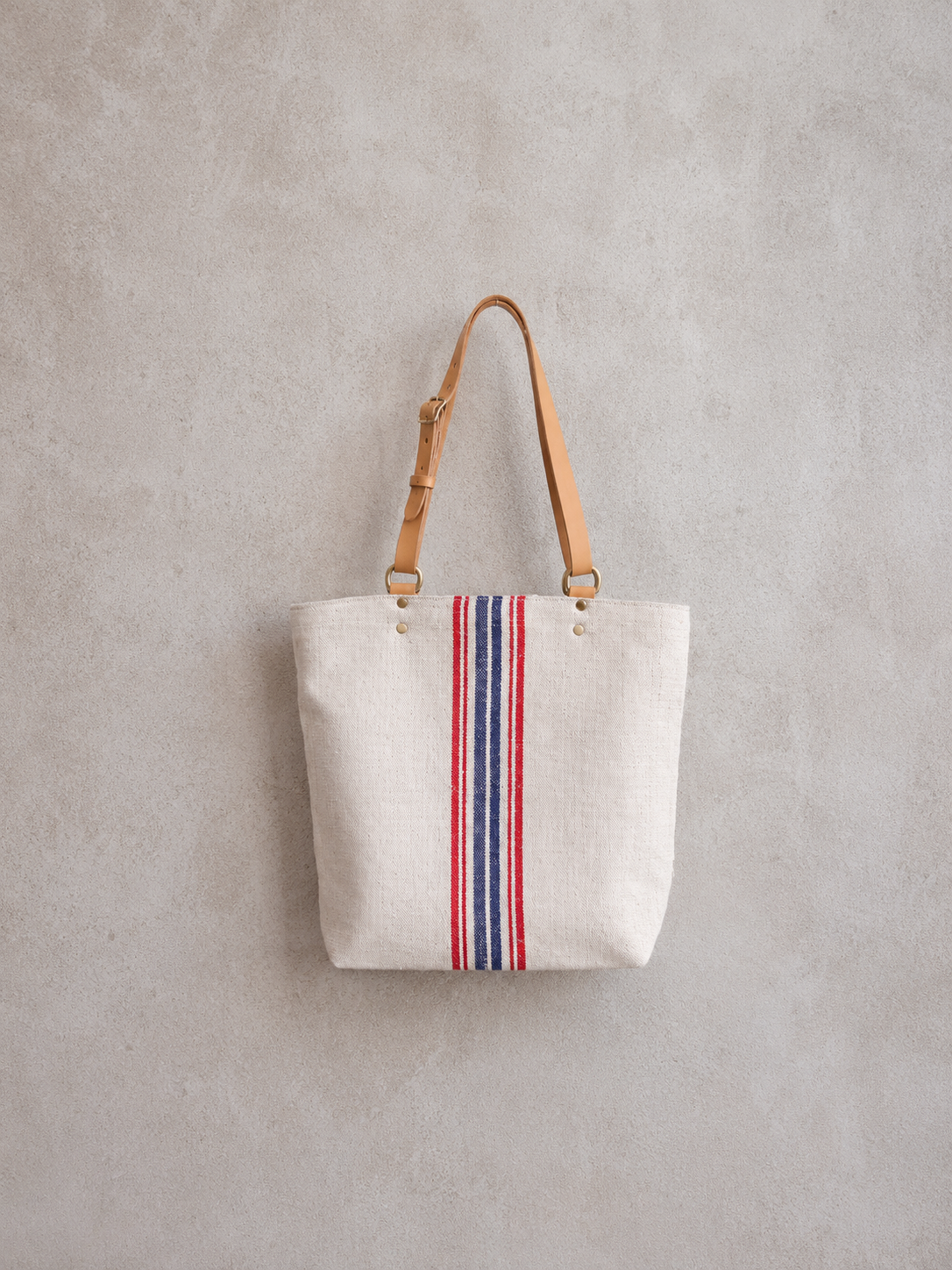 Copenhagen Tote in Red-and-Blue Mill Stripe inverted