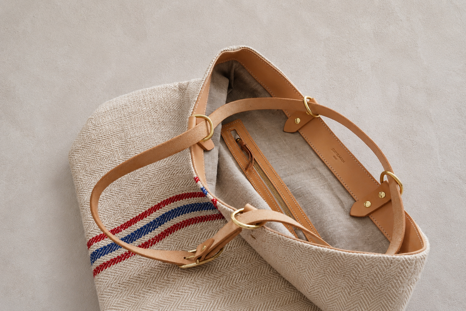 Copenhagen Tote in Red-and-Blue Mill Stripe inverted