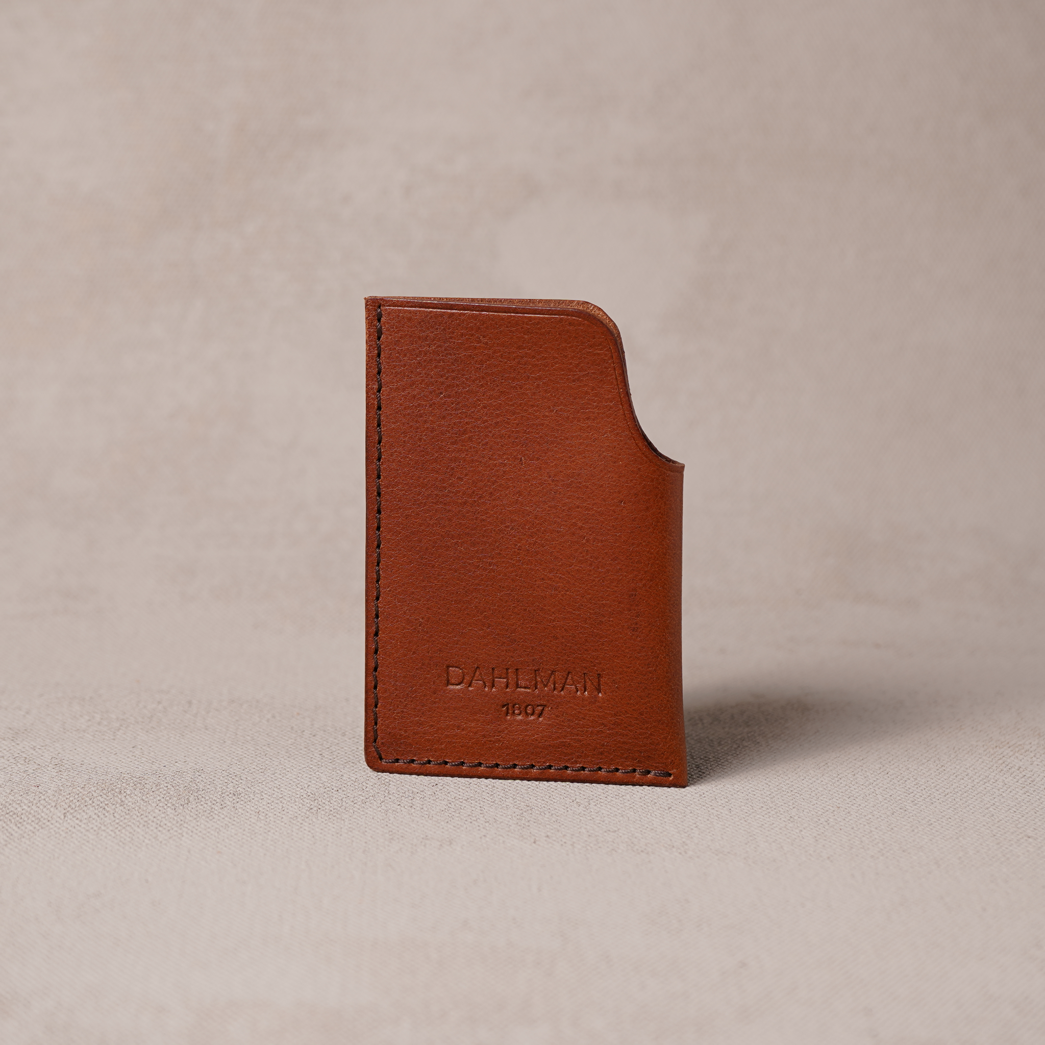 Enkelt kortholder i læder, Cognac
