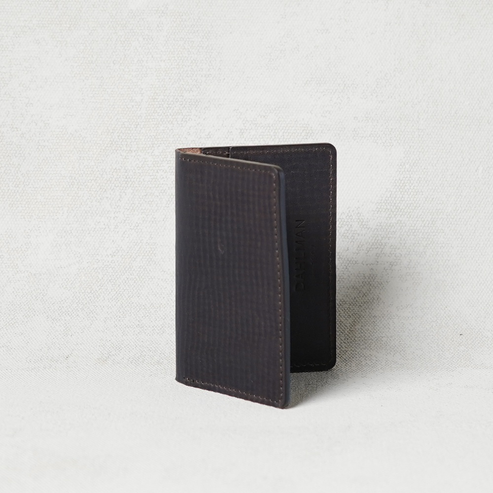 Bi-fold Wallet, Dark Brown Structured Leather