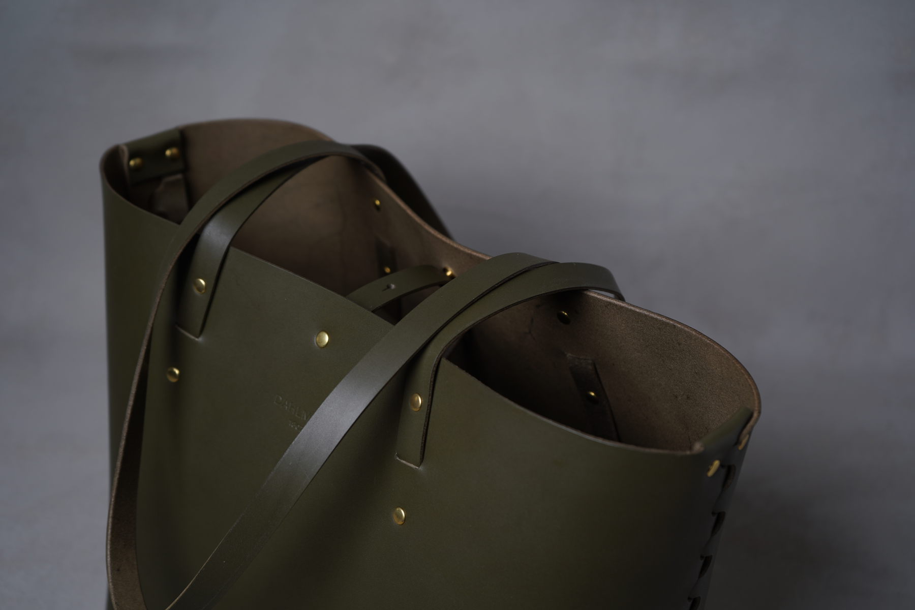 Lille flettet skuldertaske i læder, Grøn