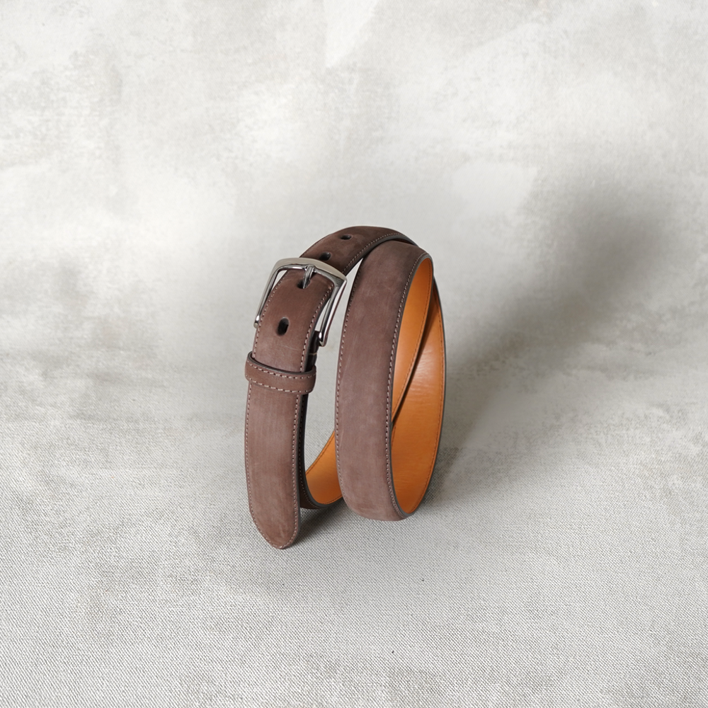 Layered Bremerholm Belt, Light Brown Suede