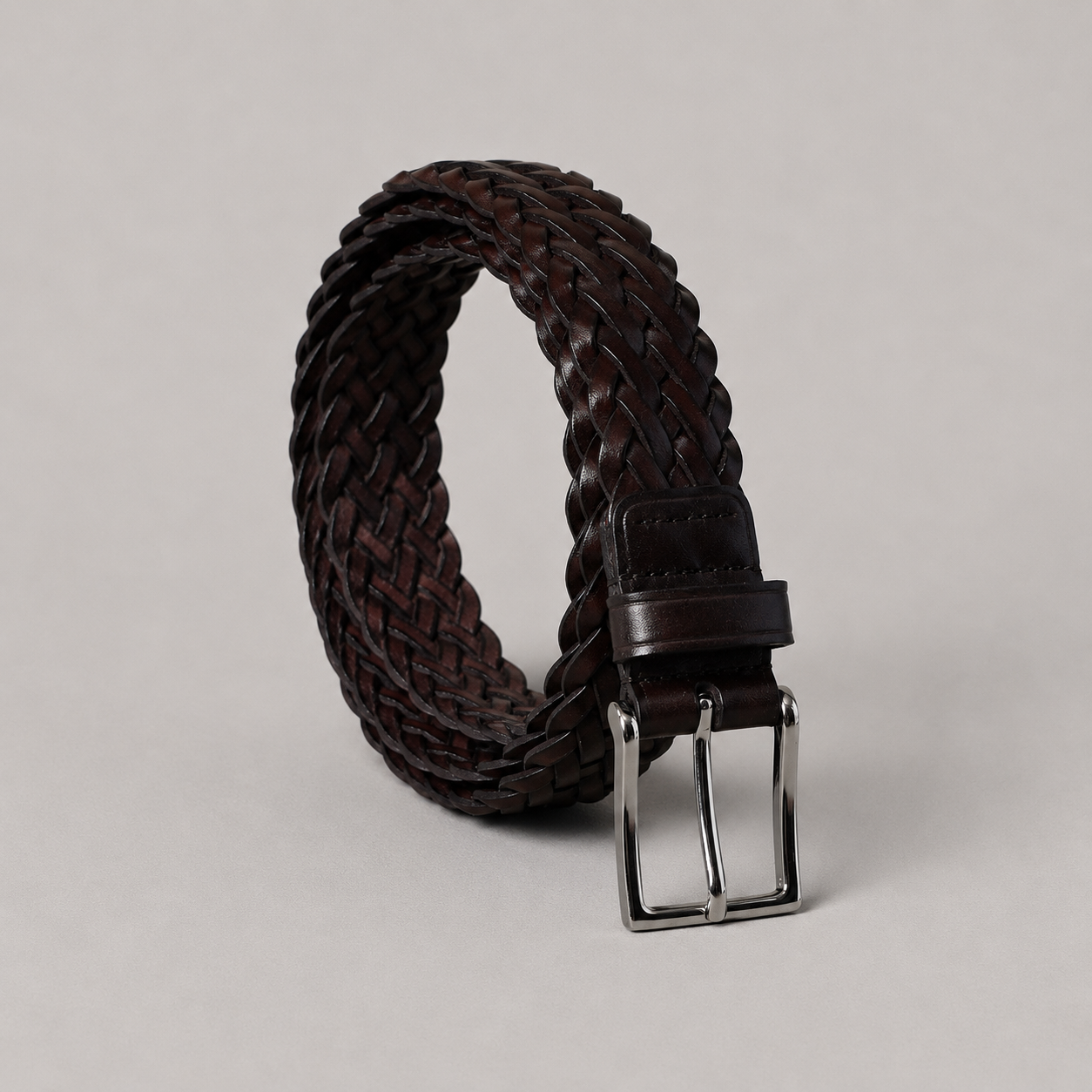 Braided Belt, Dark Brown