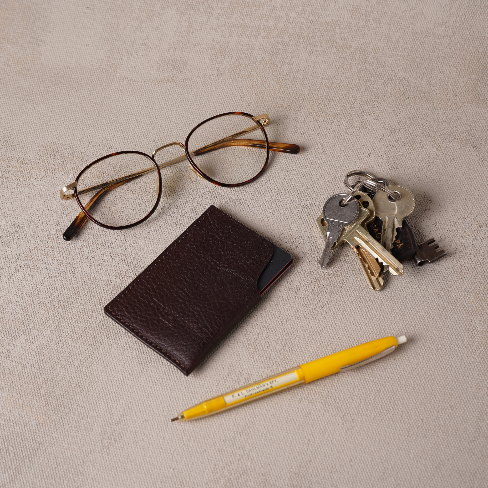 Folded Cardholder, Tumbled Dark Brown