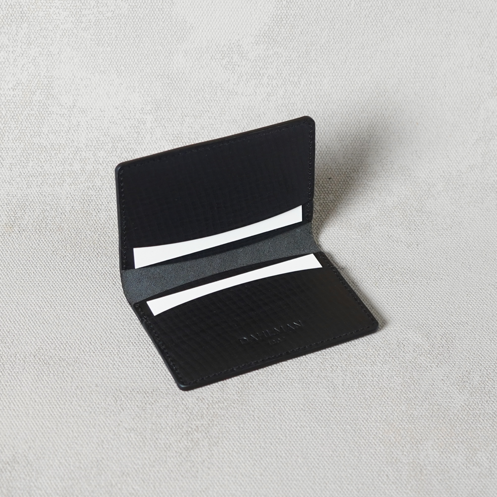 Bi-fold Wallet, Black Structured Leather