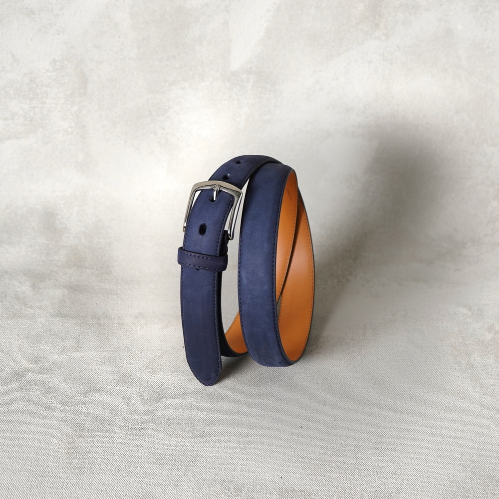 Layered Bremerholm Belt, Blue Suede