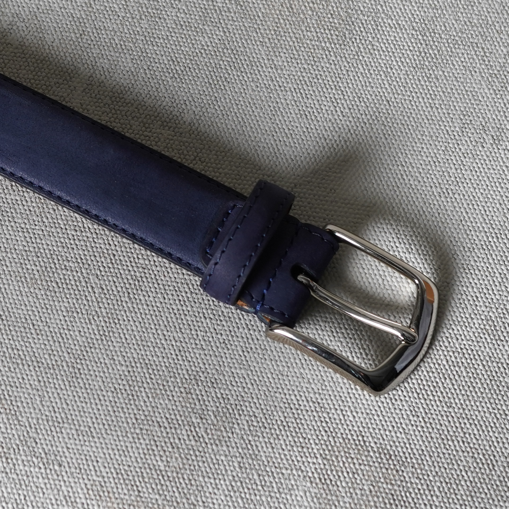 Layered Bremerholm Belt, Blue Suede